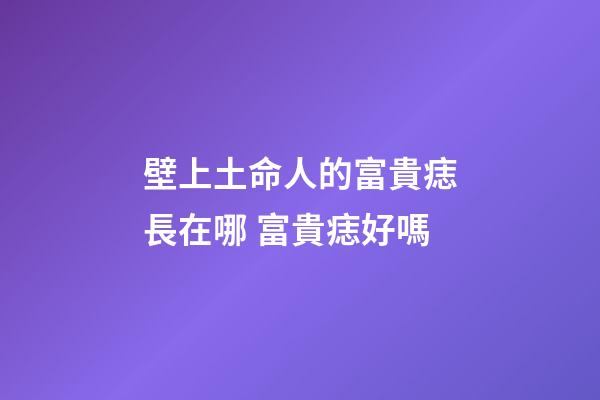 壁上土命人的富貴痣長在哪 富貴痣好嗎